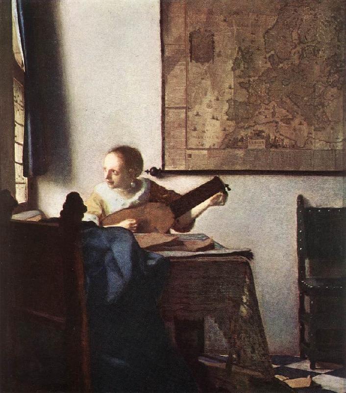 VERMEER VAN DELFT, Jan Woman with a Lute near a Window wt France oil painting art